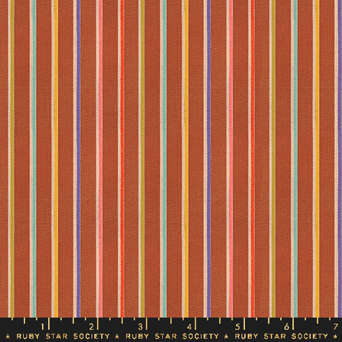 Warp & Weft Ooh Lucky Lucky Sketch Stripe in Maple Flat RS4127 13 - Ruby Star Society Sold by the Half Yard